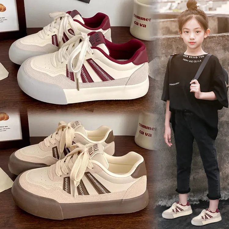 小黄鸭女童鞋子2025新款秋季儿童低帮板鞋防滑大童女孩运动德训鞋