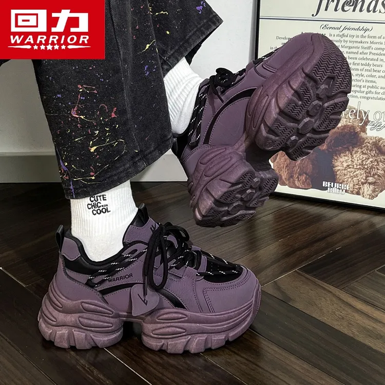 回力显脚小老爹鞋子女秋季新款休闲百搭运动复古显腿长厚底增高鞋