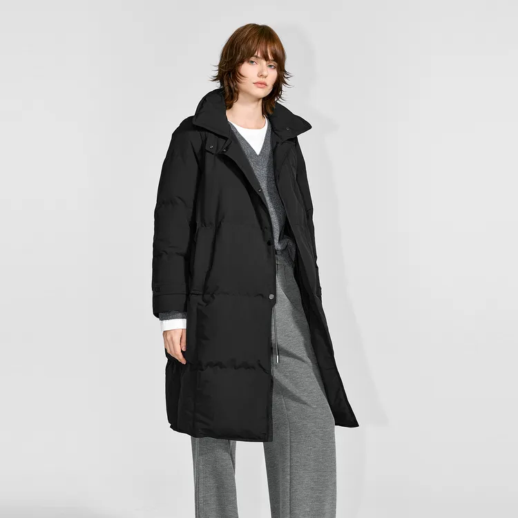 贝茜妮简约时尚90鸭绒羽绒服中长款女士2025年气质立领保暖外套
