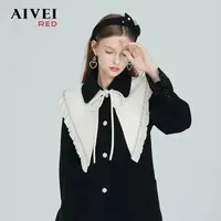 【陈大可专属】AIVEI艾薇披肩方领连衣裙外套小香风P0660139
