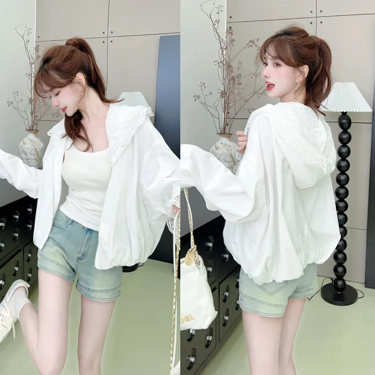 《白桃汽泡》高端蕾丝花边外套开衫防晒衫衣服