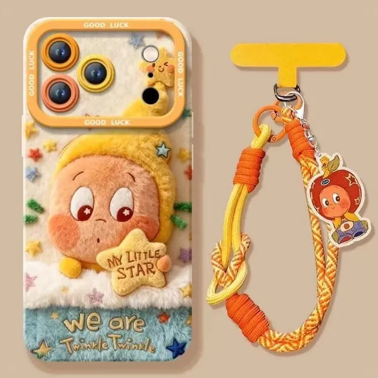 可爱星星人挂绳适用iphone17Promax/16手机壳苹果14/13平面12防摔