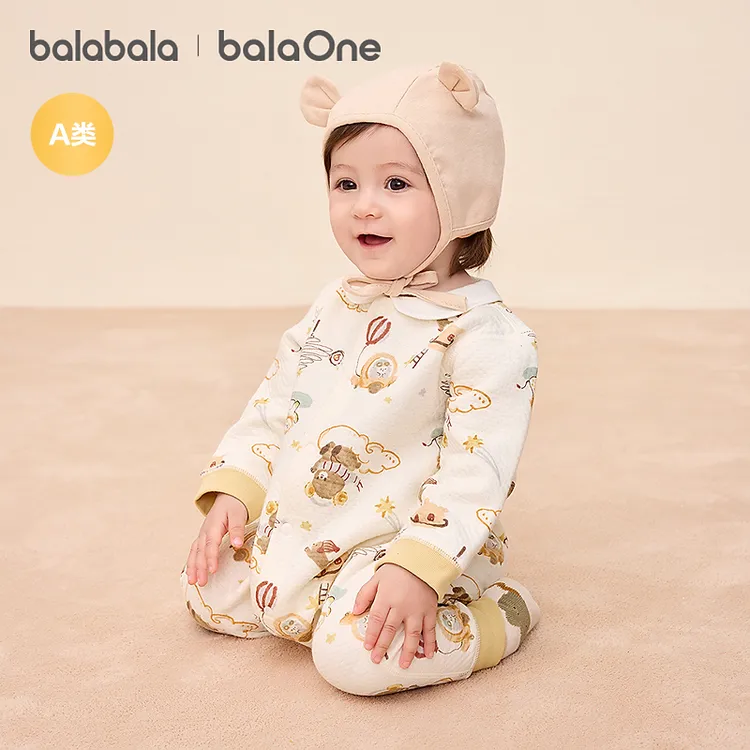 【balaOne】巴拉巴拉婴儿连体衣新生儿满月爬服2025新款冬夹棉加厚