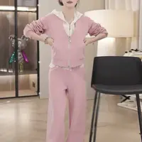 6604衣45裤100微瑕疵介意勿拍运动套装蕾丝拼接卫衣阔腿裤两件套