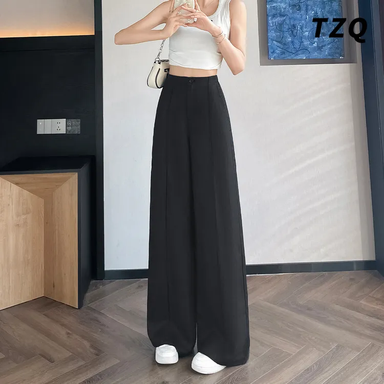 慵懒直筒亚麻阔腿裤女2025夏季新款宽松百搭休闲山本裤TZQ2562404