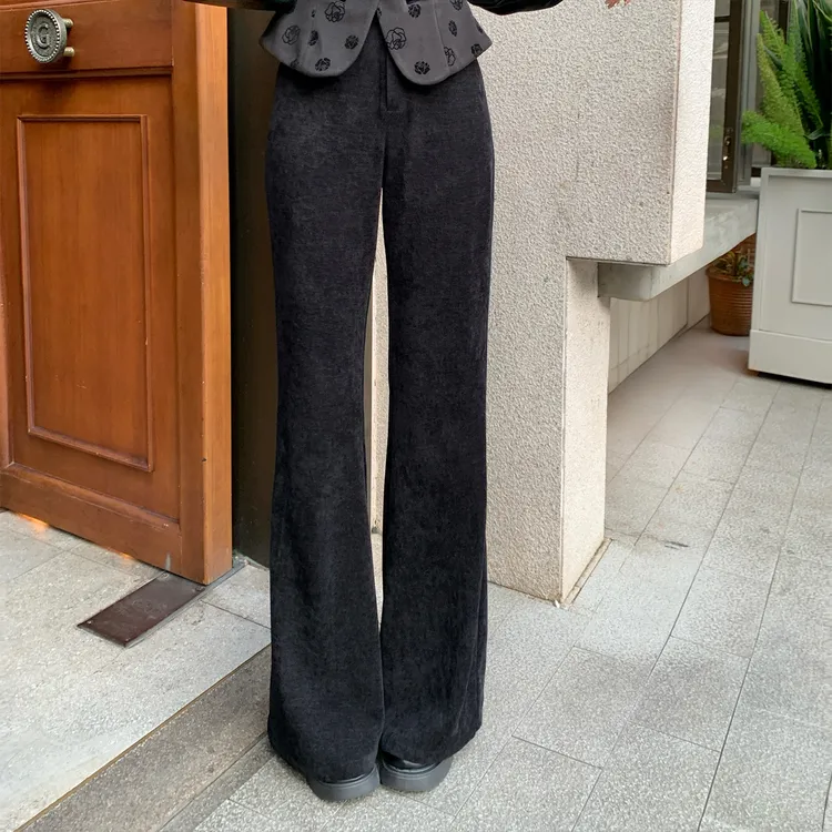 一生罗曼【超模裤】女秋冬新款阔腿长裤垂感直筒阔腿裤没口袋K765