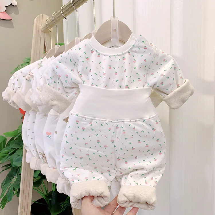 宝宝秋冬款双层加厚蚕丝保暖衣33115保暖婴幼儿高腰护肚家居服