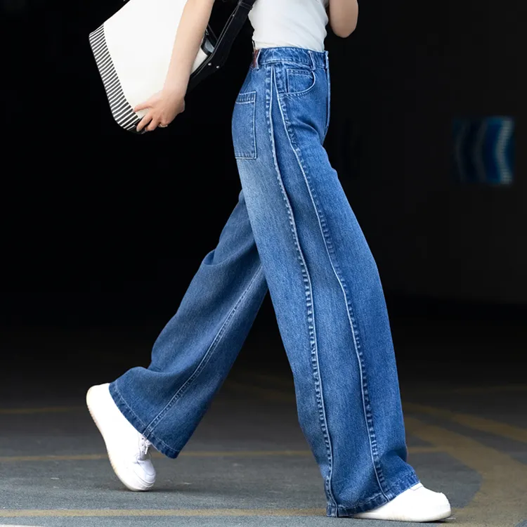 复古美式高腰阔腿牛仔裤女2025秋冬新款宽松大直筒香蕉拖地裤长裤