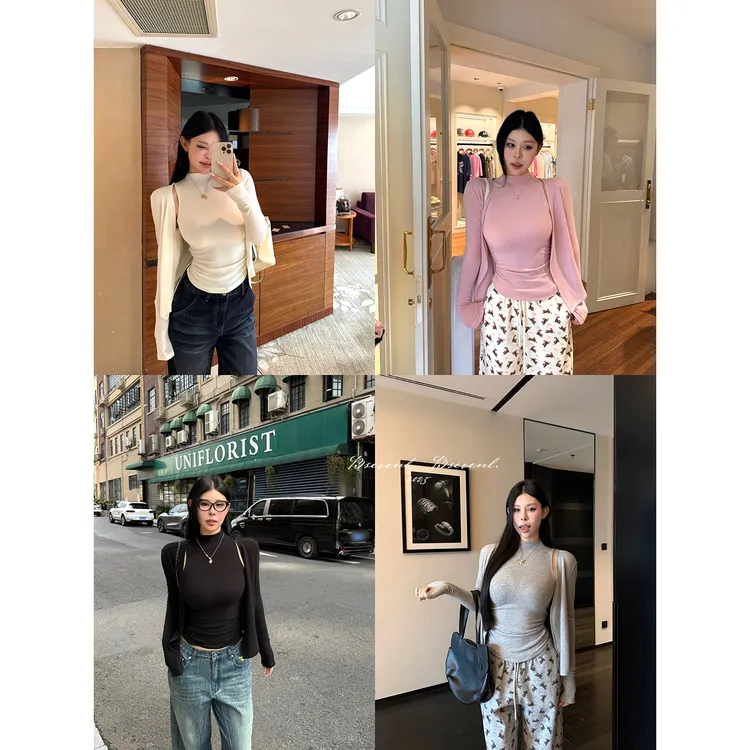 黑泽玄七“snug奢宠云肤衫" 秋冬韩女漫感身材掐腰版防羊绒上衣女