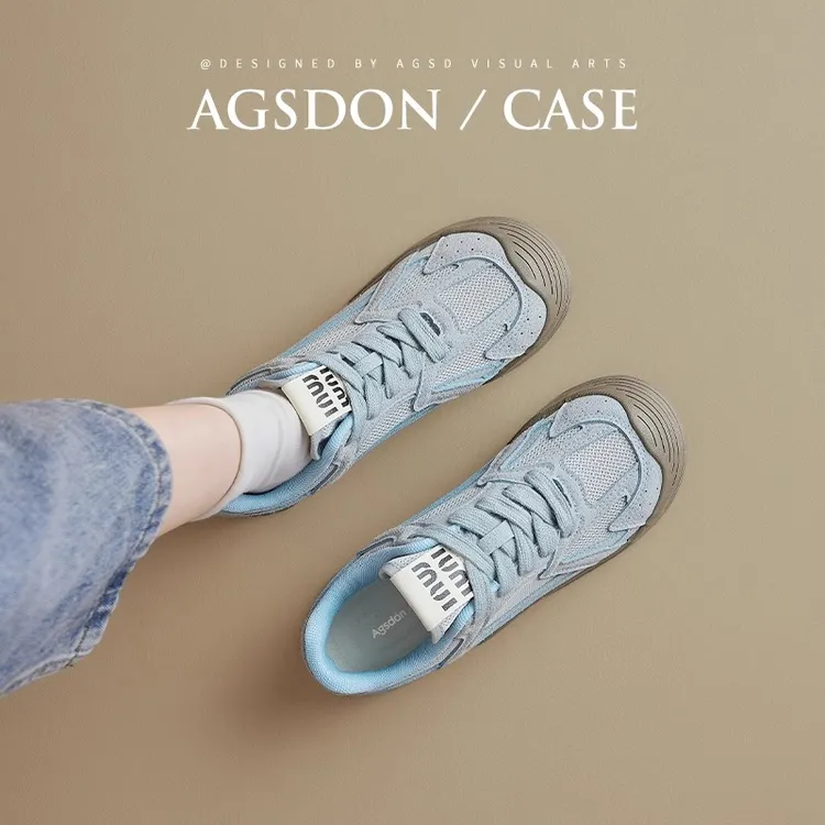 ~奥古狮登多巴胺蓝色德训鞋女2025新款夏季百搭出游休闲运动板鞋W