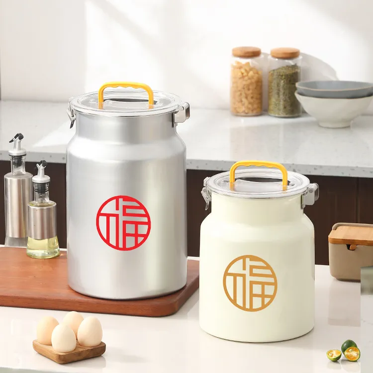 20斤米桶不锈钢米桶米缸防潮防虫手提式密封米罐家用透视盖面粉桶