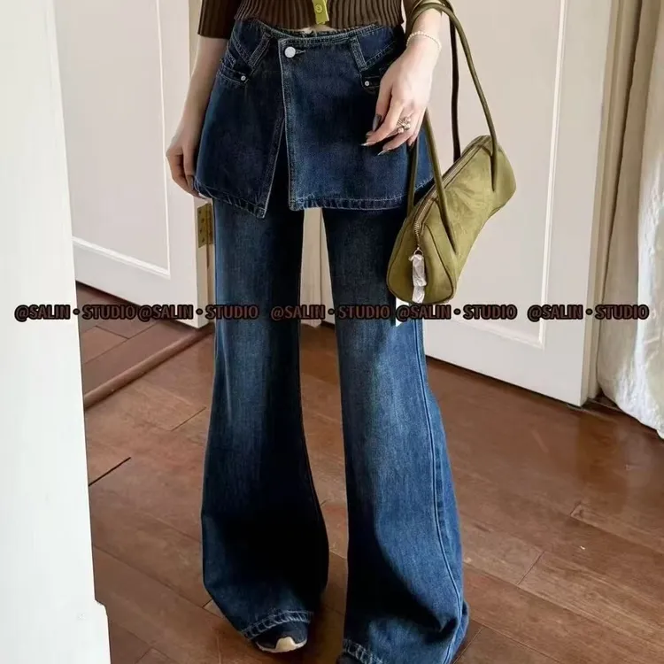 秋季复古微喇牛仔裤