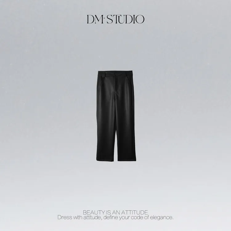 DEDM•STUDIO/秋冬时尚复古百搭精致感显瘦薄绒皮裤2510KZ/6751
