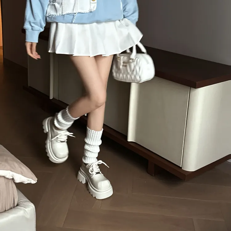 小发喵「厚底方头系带小皮鞋｜奢感都市摩登腔调美学风」