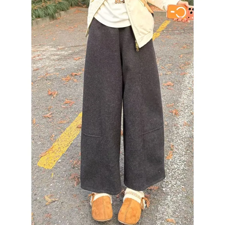 【复古弯刀休闲裤加厚阔腿裤】小允姐姐2025新款气质时尚休闲裤