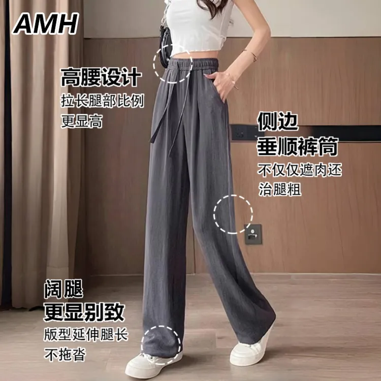 韩都衣舍旗下AMH夏季新款时尚休闲裤舒适阔腿裤宽松遮肉山本裤女