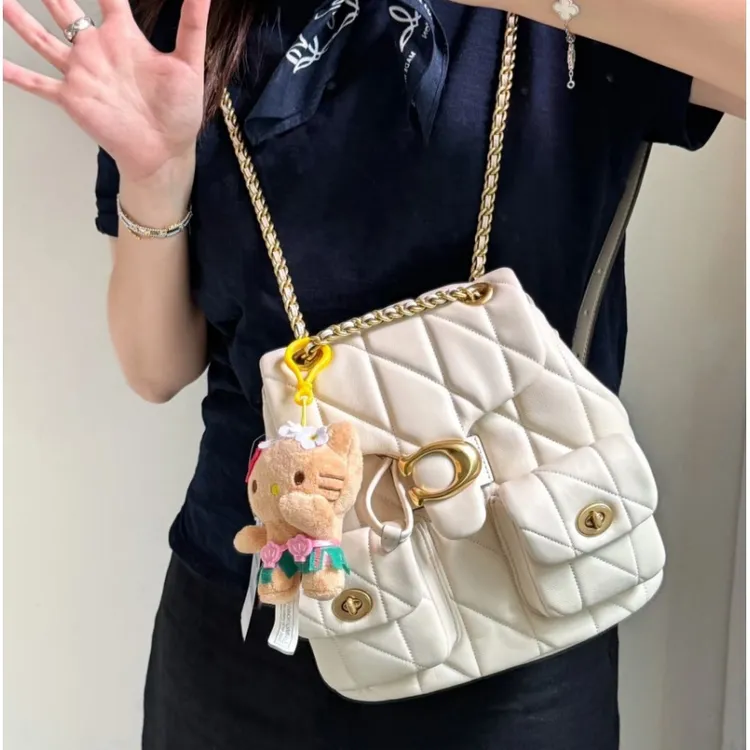 蔻家新款千金风双肩包Riya21复古小香风链条菱格背包单肩斜跨书包