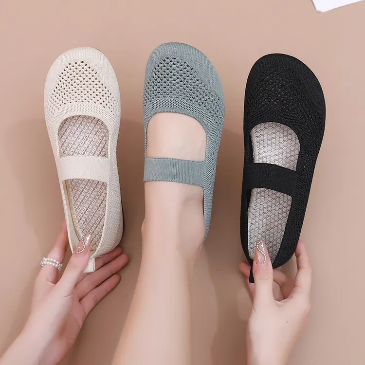 【季末清仓】夏季透气软底舒适镂空浅口老北京布鞋妈妈鞋老年平底鞋