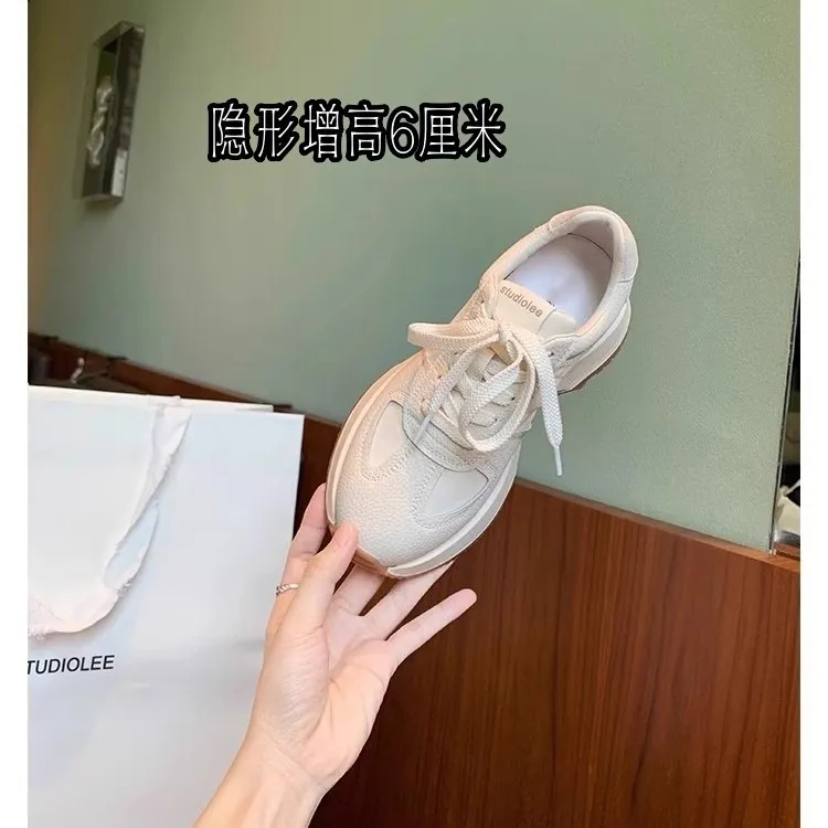 2025年爆款休闲时尚百搭复古透气圆头拼接厚底系带德训鞋女款秋季