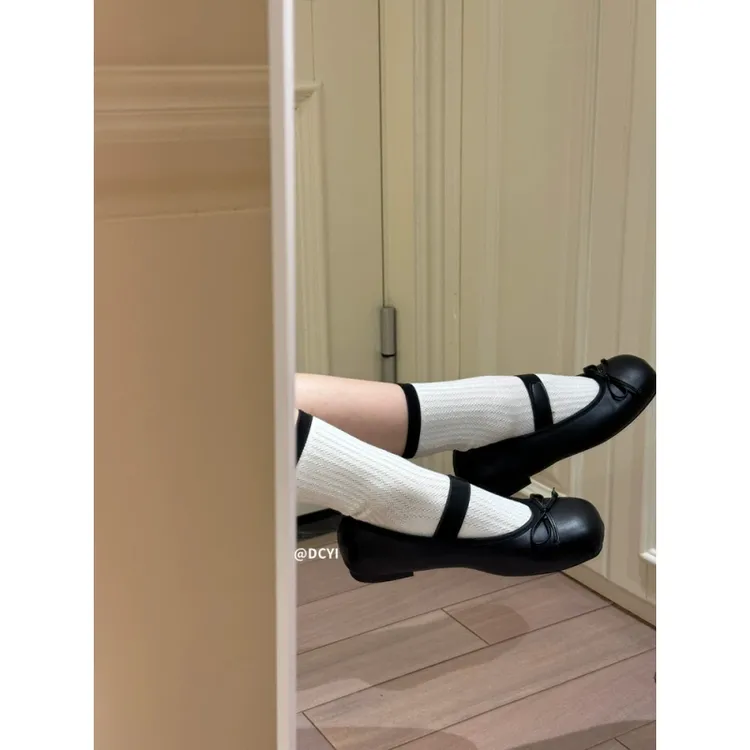 温柔蝴蝶结芭蕾风银色少女感单鞋超软百搭休闲舒适低跟法式玛丽珍
