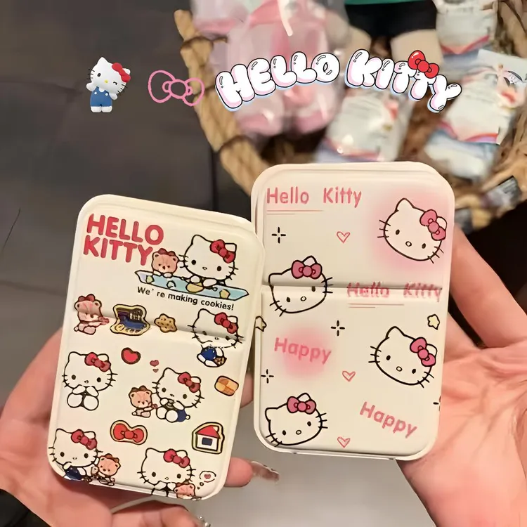 卡通KT猫化妆镜迷你折叠镜高颜值女生随身携带可爱镜子