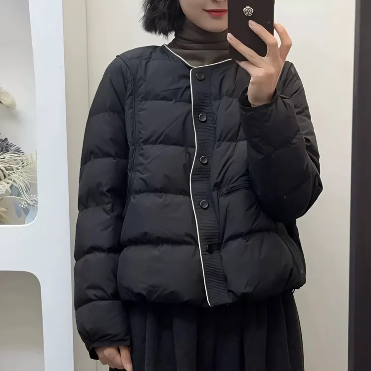 小个子轻便简约棉服女2025今年冬季新款时尚圆领宽松保暖短外套