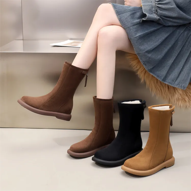 平底加厚保暖中筒雪地靴女2025冬季新款时尚百搭轻便舒适防滑棉靴