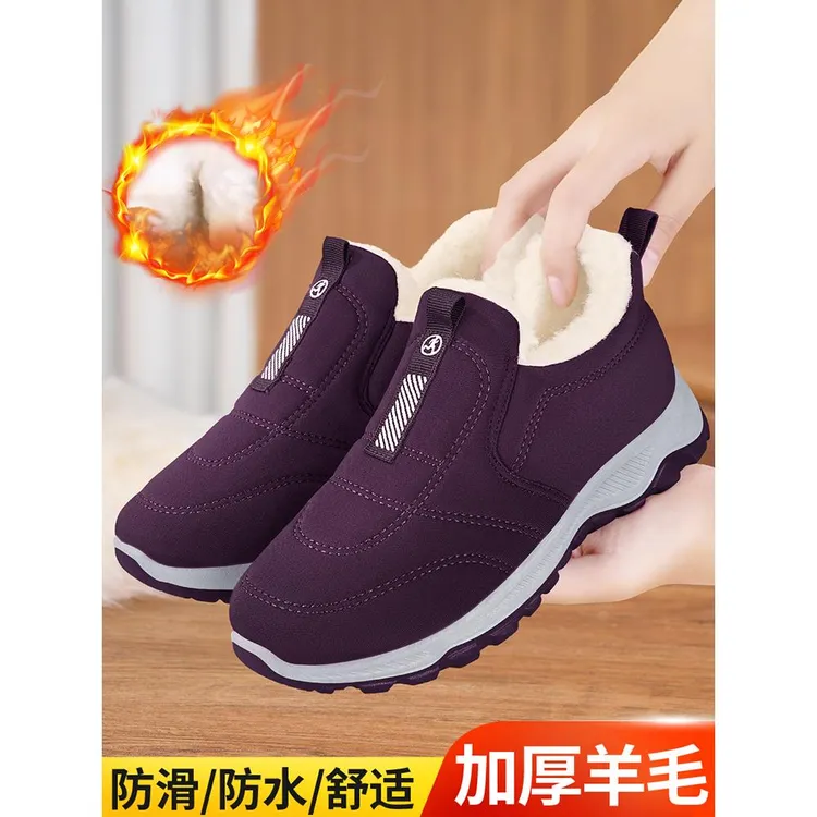 老北京棉鞋女冬季加绒羊毛保暖防滑雪地靴中老年新款加厚妈妈布鞋