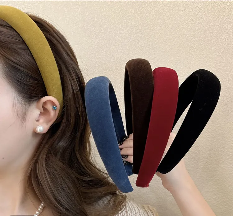 秋冬复古彩色丝绒高颅顶百搭显白发箍