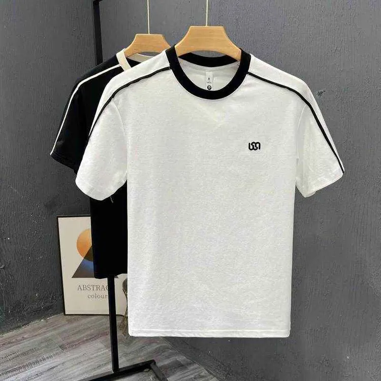 男士时尚休闲潮流夏季百搭帅气运动印花圆领短袖T恤男潮牌DS