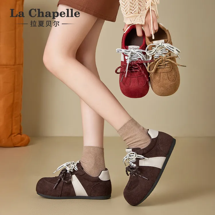 【琥珀流光】拉夏贝尔时尚休闲鞋女秋季新款小众百搭厚底增高德训鞋