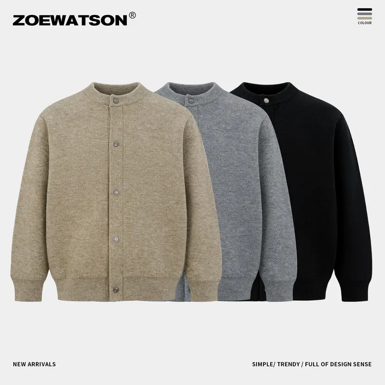 【ZOEWATSON】星空雾绒纱重磅1100G老钱风轻奢感圆领针织开衫Z5517