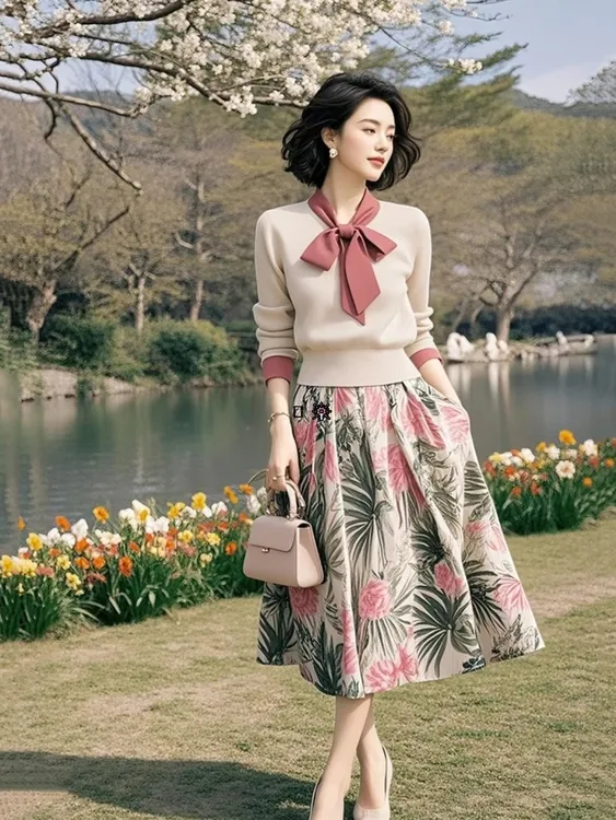 秋冬法式蝴蝶结长袖针织衫女2025新款秋装设计感毛衣配裙子的上衣