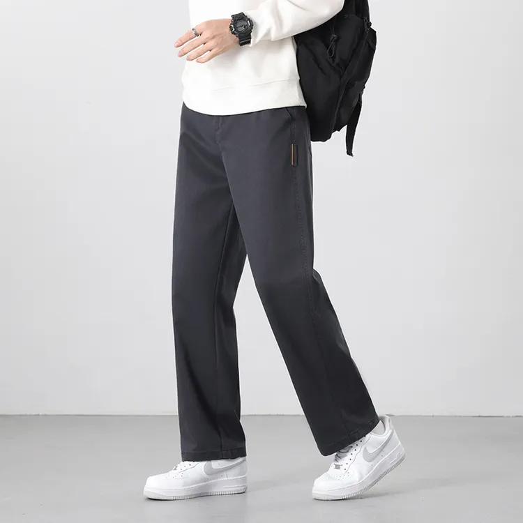 休闲裤男士秋季大码宽松百搭新款港风直筒裤厚款时尚轻奢显瘦长裤