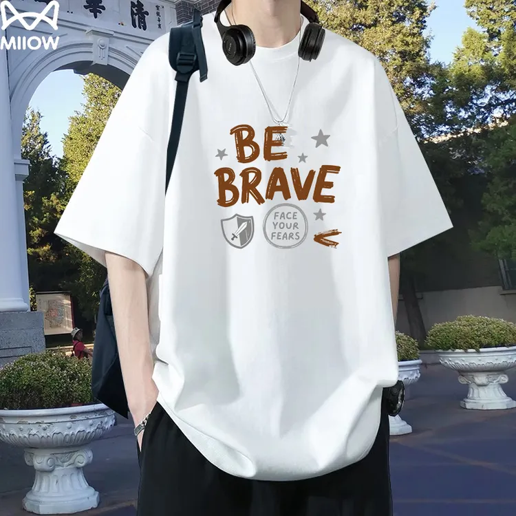 MiiOW/猫人青少年学生纯棉短袖T恤男夏潮流运动休闲宽松半袖上衣