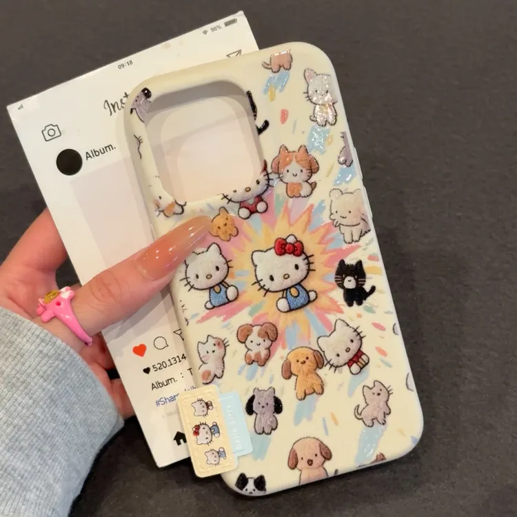 BANCA爆炸KT小猫标签适用苹果17手机壳16pro华为vivo小米15oppo