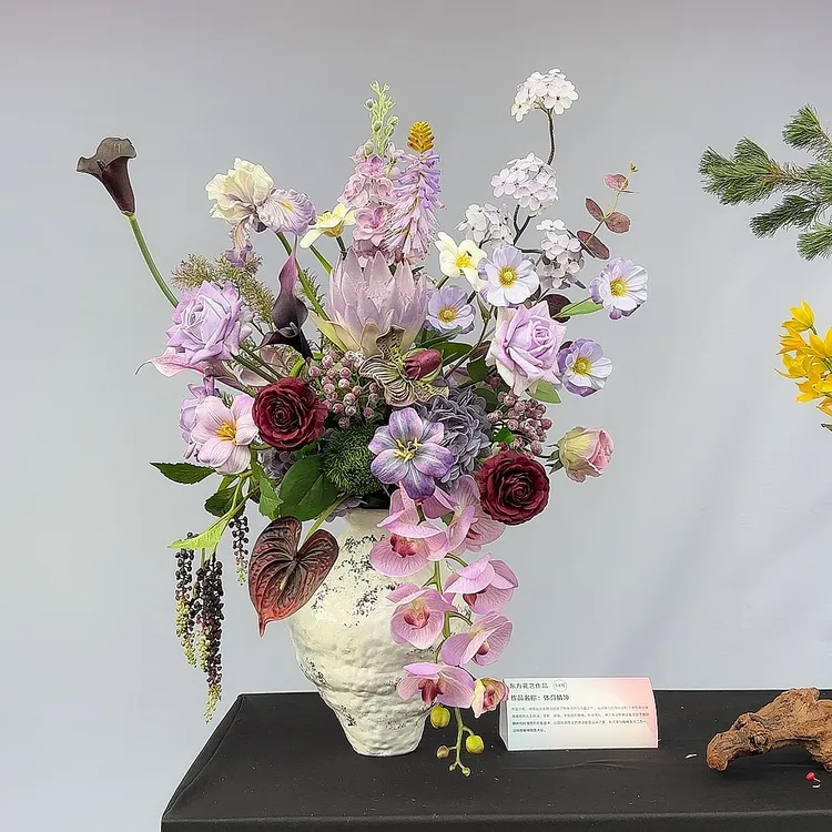 《竹摇落影》原创花艺设计手感保湿成品花束岭南花卉比赛参展作品