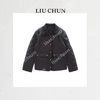 【翻领格纹金扣】CHUN家秋季百搭宽松排扣棉服外套