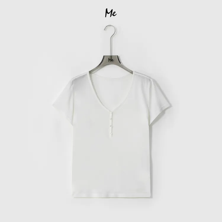 ME【冰琉璃POLO】天丝桑蚕丝混纺高知极简显瘦时尚百搭T恤MESS6679