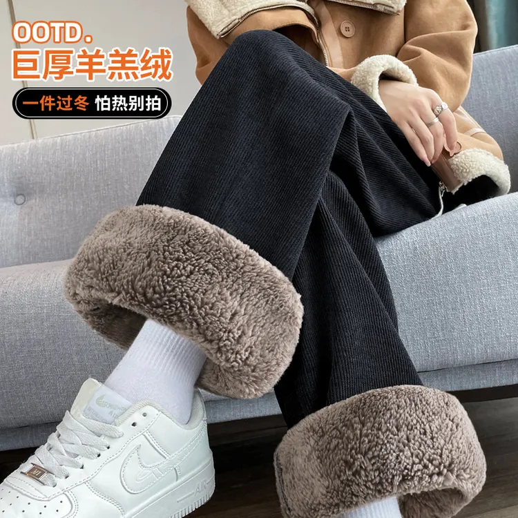 阔腿裤羊羔绒冬季秋冬保暖休闲裤亲肤休闲休闲风运动外穿直筒