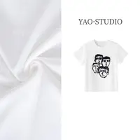 人物简T~夏季经典时尚圆领T恤轻奢人像植绒设计师高奢休闲上衣