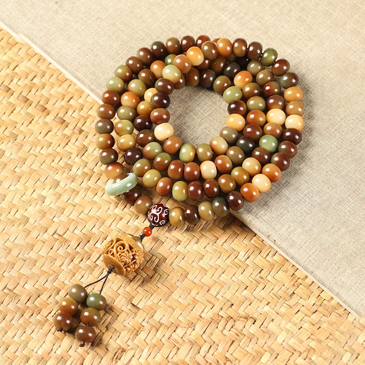 天然菩提子9*12mm敦煌问天108颗文玩多圈手持菩提子盘玩佛珠念珠