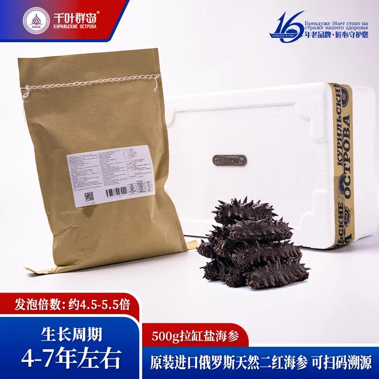 【原料必买】千叶群岛俄罗斯野生顶火拉缸盐海参4.5-5倍泡发 1斤装