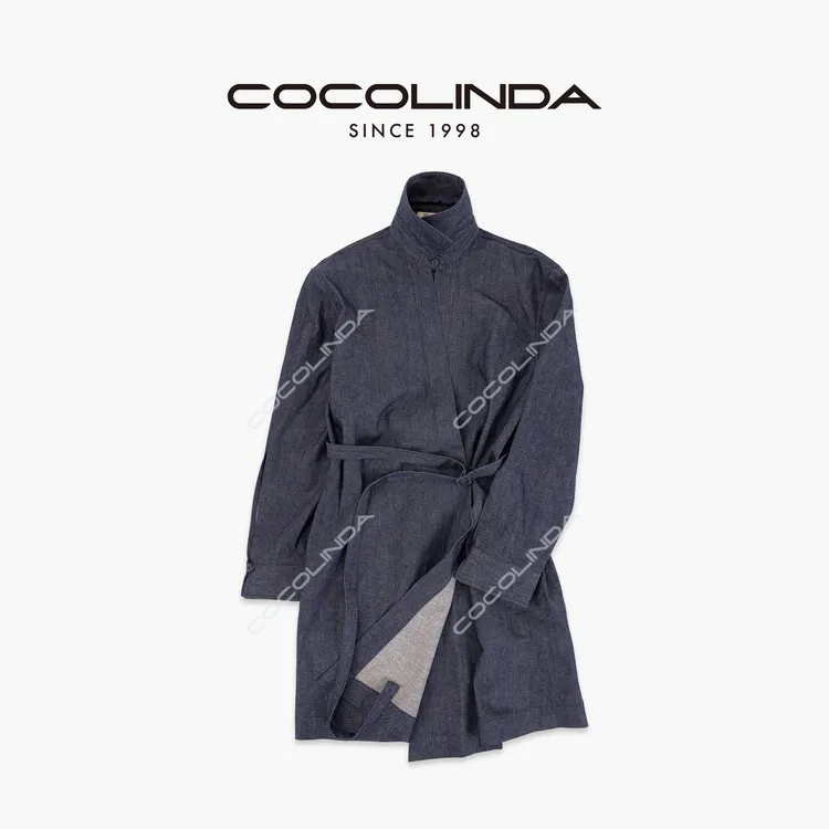COCOLINDA| 加厚棉麻立领老钱风中长款风衣Q3678