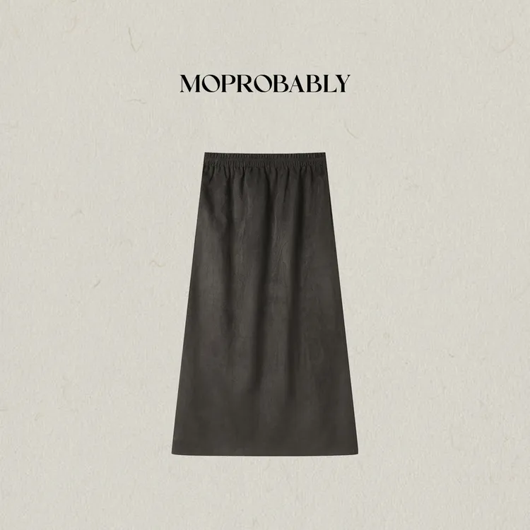 Moprobably李予诺「形位」复古时尚百搭松紧腰中长半身裙L5362012