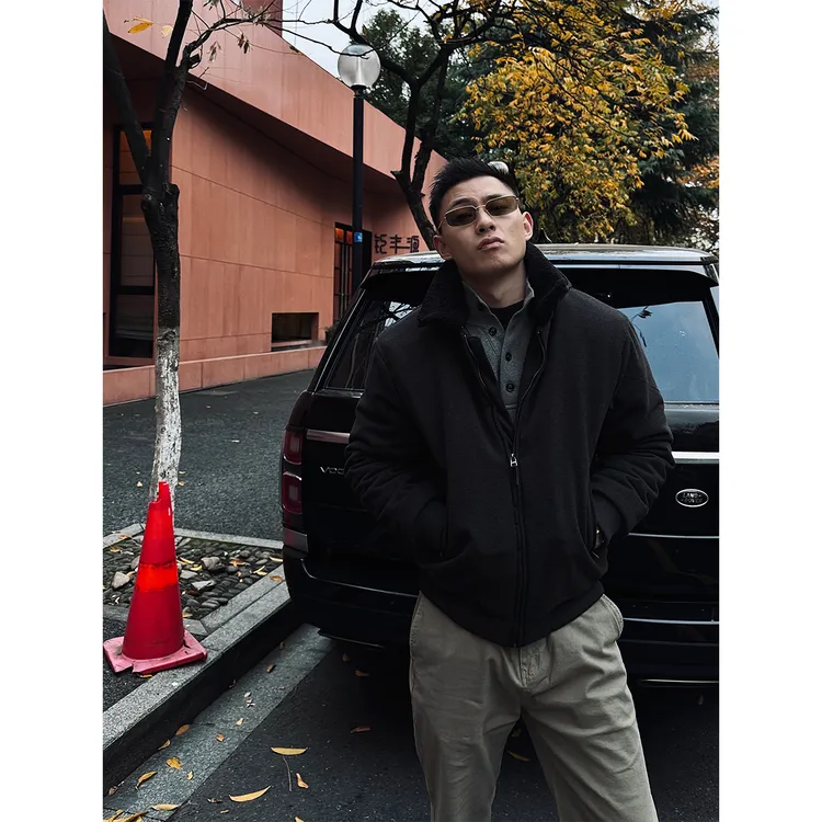 GTAL25AW【冬日礼物】羊羔绒夹棉美式休闲重磅立领可拆卸棉服外套