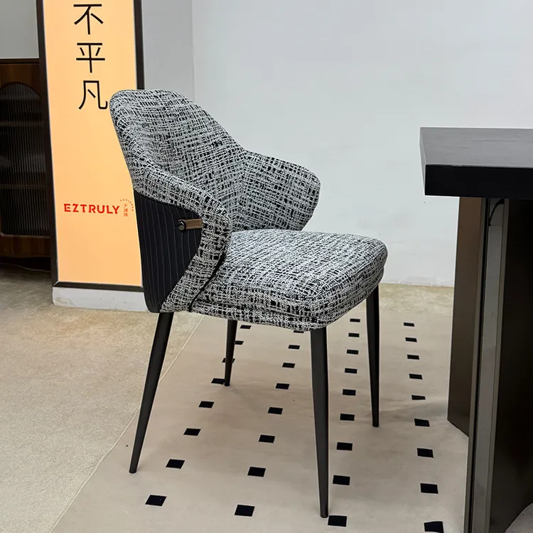 宇翊臻意式轻奢高档安吉餐椅家用软包接待椅商务洽谈椅吃饭椅子