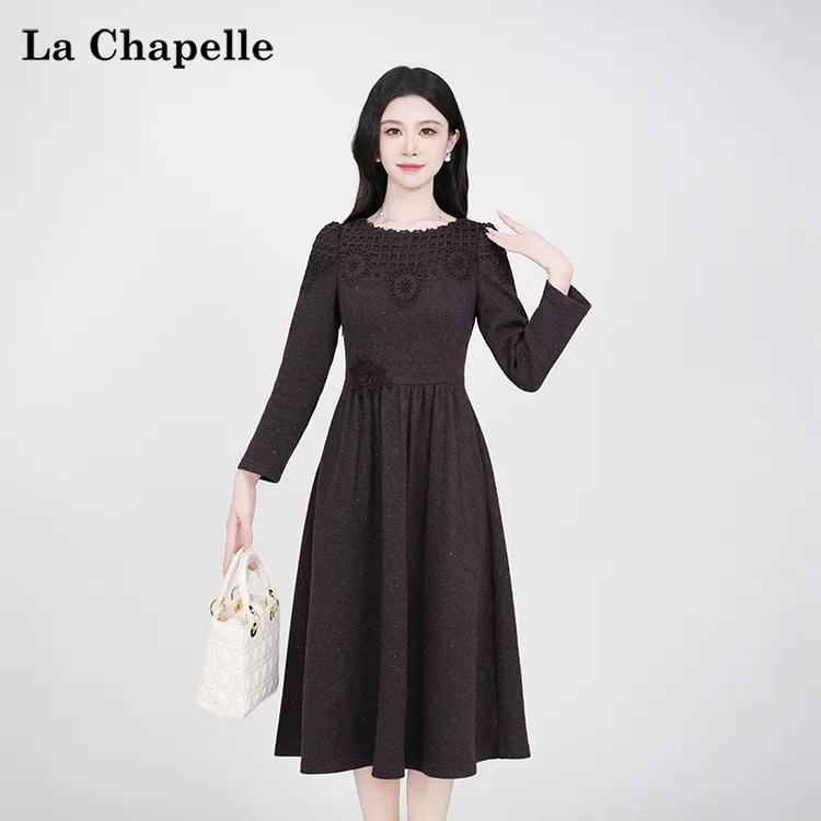 【拉夏贝尔】2025时尚穿搭气质显瘦轻奢长袖秋冬连衣裙