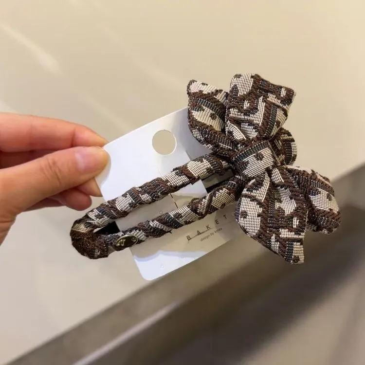 韩国东大门baket发饰印花布艺复古蝴蝶结横夹懒人夹