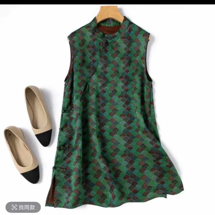 【晚乔】新中式老钱  新款长款盘口马甲上衣